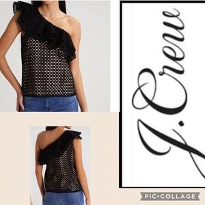 NEW Jcrew Black Eyelet One-shoulder neckline condition